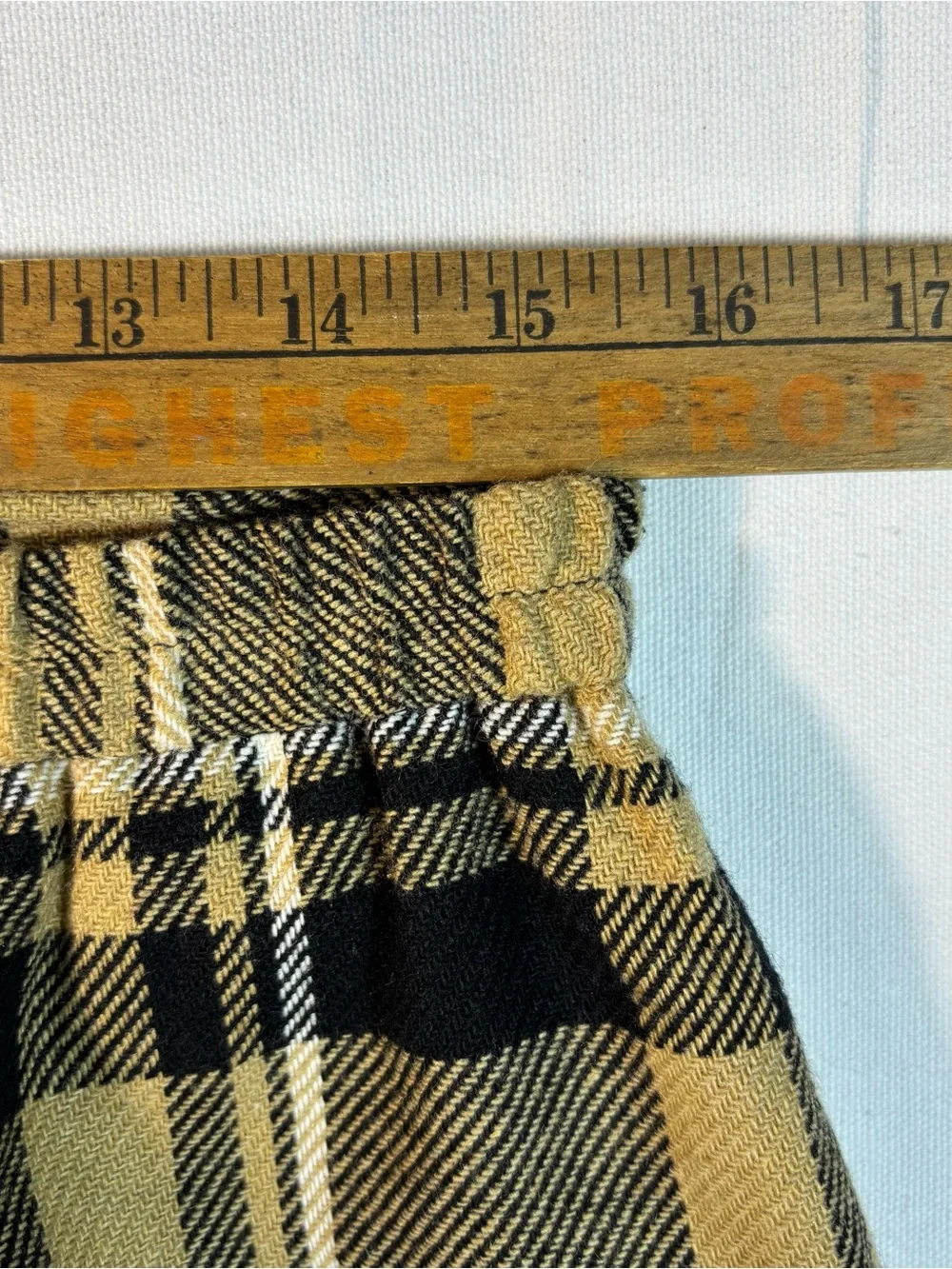 Requirements Women’s 14 Plaid Fringe Midi Skirt in Tan and Black